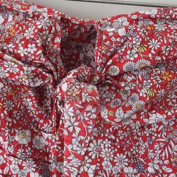 J.CREW | Liberty Tie Front Strapless Dress In Cherry Multi Floral red Sz 0P - Picture 8 of 9